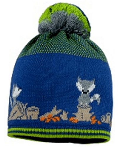 Зимна шапка с помпон Maximo - Лисици, синя - 1