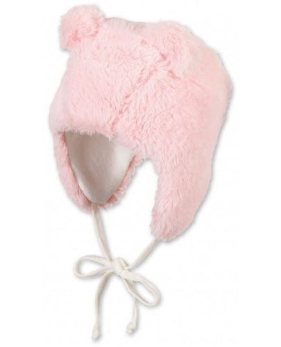 Зимна бебешка шапка с връзки Sterntaler - 47 cm, 9-12 месеца, розова - 1