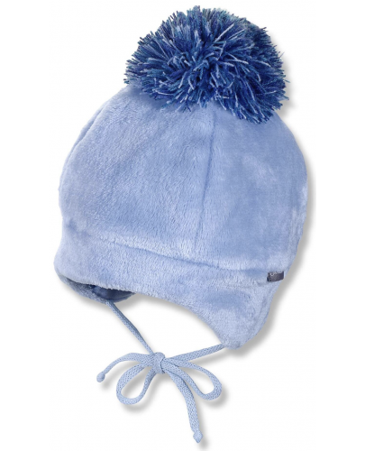 Зимна бебешка шапка с пискюл Sterntaler - 43 cm, 5-6 месеца, синя - 1