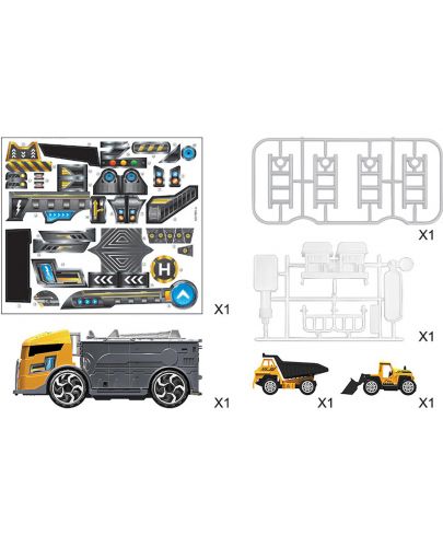 Игрален комплект Super Storage - Строителна площадка в камион, с 2 колички - 2