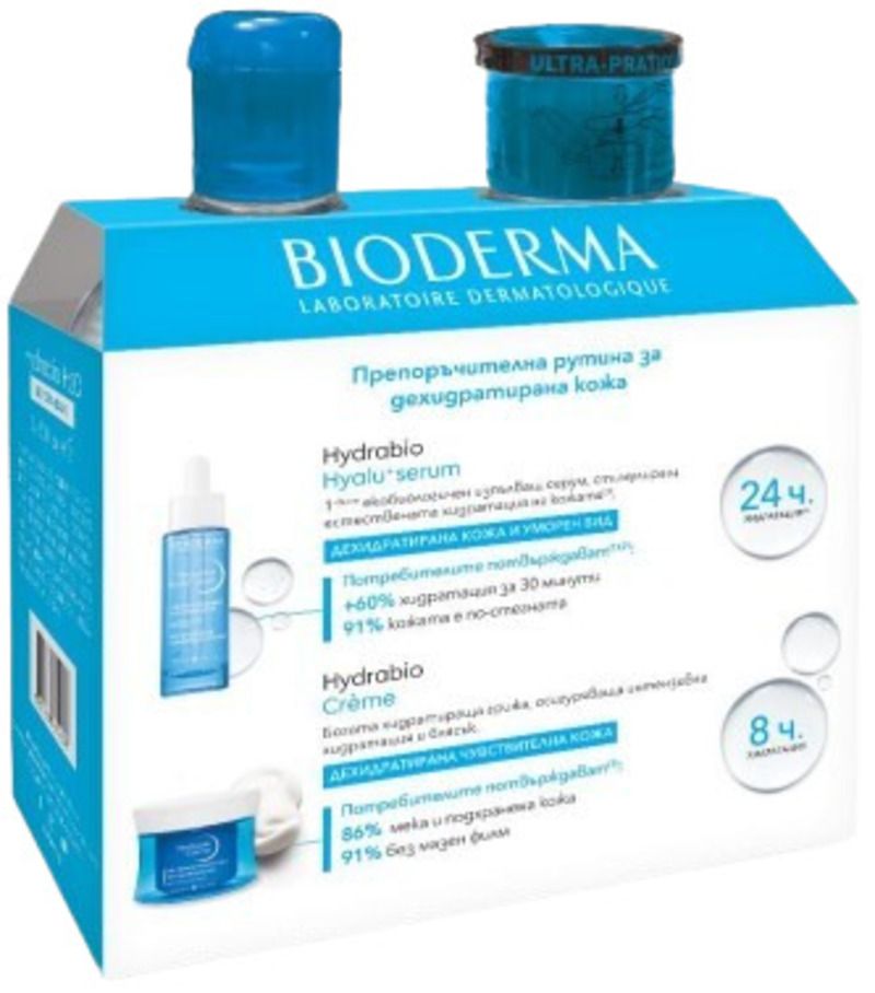 Bioderma Hydrabio Комплект - Мицеларна вода H2O, с помпа, 2 x 500 ml ...
