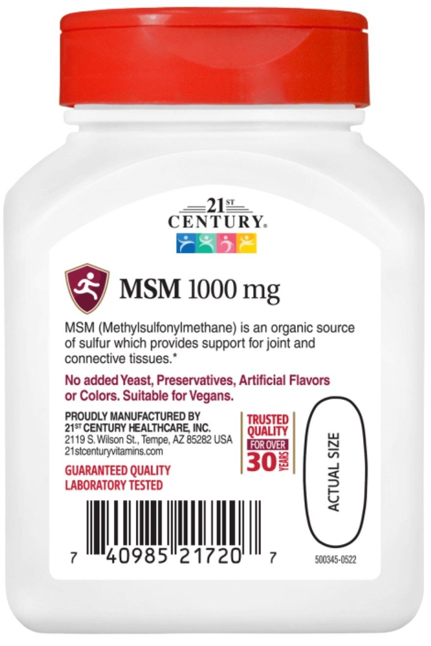 MSM, 1000 mg, 90 таблетки, 21st Century на ТОП Цена ️ BHFS0011698N ...