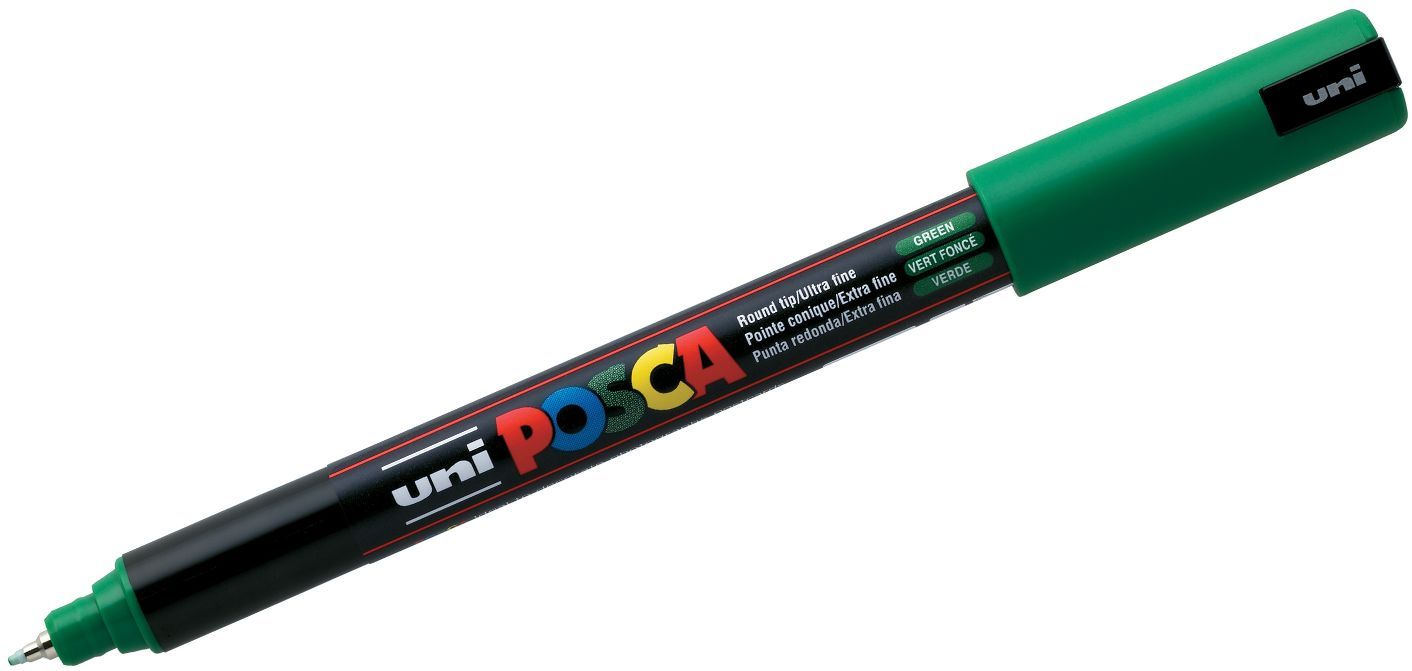 Перманентен, ултра фин маркер Uni Posca - PC-1MR, 0.7 mm, зелен на ТОП .