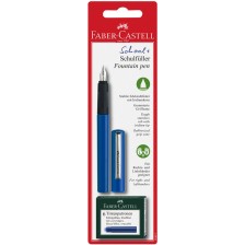 Детска писалка Faber-Castell - Синя, с 6 патрончета -1