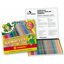 Комплект цветни моливи Jolly Kinderfest Mix - 24 цвята, метална кутия -1