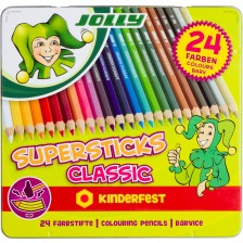 Комплект цветни моливи Jolly Kinderfest Classic - 24 цвята, метална кутия -1