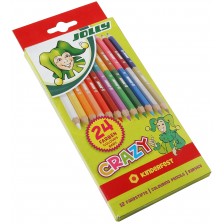 Комплект цветни моливи Jolly Crazy - Двустранни, 12 x 2 цвята