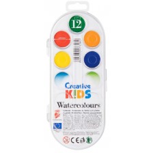 Акварелни бои ICO Creative Kids - 12 цвята по 30 mm -1