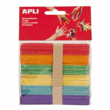 Плоски дървени пръчици APLI - Цветни, 11,4 х 1 cm