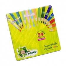 Комплект цветни моливи Jolly Kinderfest Pastell Mix – 24 цвята, метална кутия