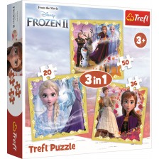 Пъзел Trefl 3 в 1 - Силата на Анна и Елза, Frozen 2 -1
