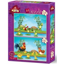 Пъзел Art Puzzle 2 в 1 - Животни и Бебета -1