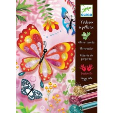 Комплект за рисуване с брокат Djeco - Пеперуди