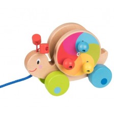 Дървена играчка за дърпане Goki - Охлюв