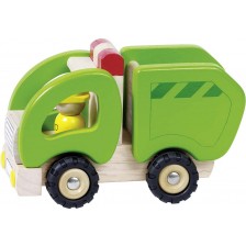 Дървена играчка Goki - Боклукчийски камион -1