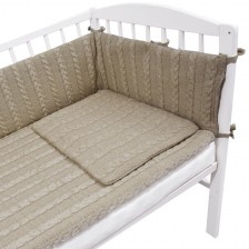 Плетен спален комплект от 4 части за бебешко креватче EKO - Бежов -1