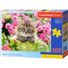Пъзел Castorland от 100 части - Коте в градината -1