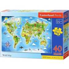 Пъзел Castorland от 40 XXL части - Картата на света -1