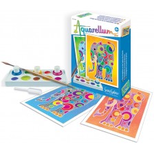 Комплект за оцветяване с акварелни бои Sentosphere Aquarellum Mini - Слончета