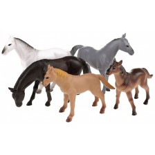Комплект фигурки Toi Toys Animal World - Deluxe, Диви коне, 5 броя -1