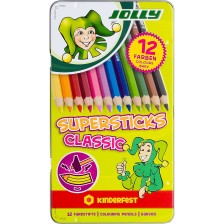 Цветни моливи JOLLY Kinderfest Classic - 12 цвята, в метална кутия -1