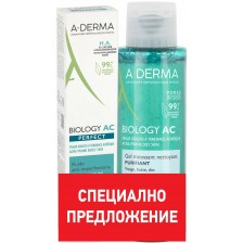 A-Derma Biology AC Комплект - Флуид срещу несъвършенства Perfect и Пенещ се гел, 40 + 100 ml