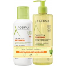 A-Derma Exomega Control Комплект - Емолиентен крем и Душ олио, 400 + 500 ml (Лимитирано) -1