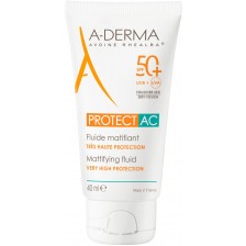 A-Derma Protect Матиращ флуид за лице AC, SPF 50+, 40 ml