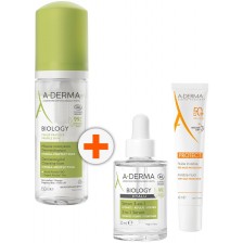 A-Derma Biology & Protect Комплект - Почистваща пяна, Серум и Флуид, SPF50+, 150 + 30 + 40 ml -1