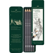 Акварелни моливи Faber-Castell Graphite Aquarelle - 5 броя, метална кутия -1