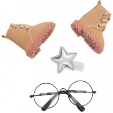 Аксесоари за кукла Orange Toys Sweet Sisters - Бежови обувки, шнолка и очила -1