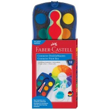 Акварелни бои Faber-Castell Connector - 12 цвята, синя палитра -1