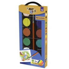 Акварелни бои Bic Kids - 12 цвята + четка -1
