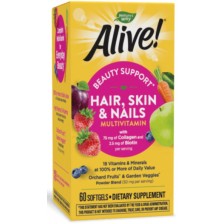 Alive Hair, Skin & Nails Multivitamin, 60 софтгел капсули, Nature's Way