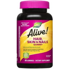 Alive Hair, Skin & Nails Gummy, 60 желирани таблетки, Nature's Way -1