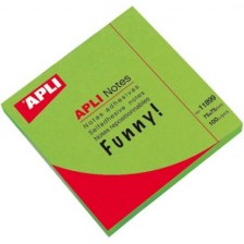 Самозалепващи листчета APLI - Зелен неон, 75 x 75 mm, 100 броя