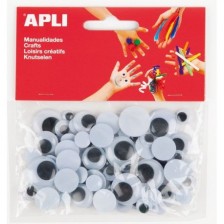 Мърдащи очички APLI - Черни, различни размери -1