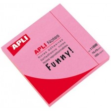 Самозалепващи листчета APLI - Розов неон, 75 x 75 mm, 100 броя