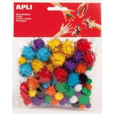 Цветни помпони APLI - Блестящи