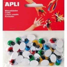 Мърдащи очички APLI - С мигли, цветни, самозалепващи -1