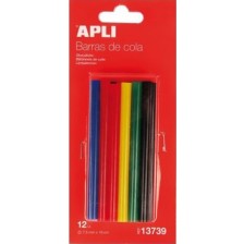 Цветни лепилни пръчки силикон APLI – ø 7,5 х 10 cm, 12 броя