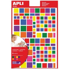 Самозалепващи стикери APLI - Четириъгълници, 7 цвята, 756 броя