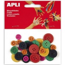 Дървени копчета APLI - Цветни, различни размери