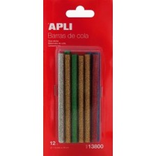 Блестящи цветни лепилни пръчки силикон APLI – ø 7,5 х 10 cm, 12 броя
