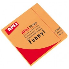 Самозалепващи листчета APLI - Оранжев неон, 75 x 75 mm, 100 броя