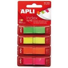 Индекс листчета APLI - 4 неонови цвята, 12 х 45 mm, 160 броя