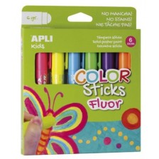 Комплект боички за рисуване APLI Kids - Гваш стик, 6 неонови цвята -1
