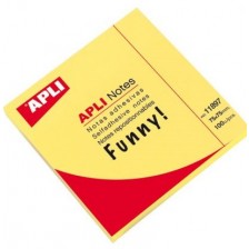 Самозалепващи листчета APLI - Жълт неон, 75 x 75 mm, 100 броя -1