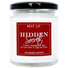 Ароматна свещ Next Lit Hidden Secrets - Изгарям по теб, на английски език