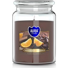 Ароматна свещ Bispol Aura - Chocolate and Orange, 500 g